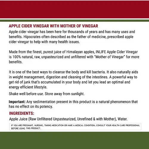 Inlife Apple Cider Vinegar With Mother Vinegar