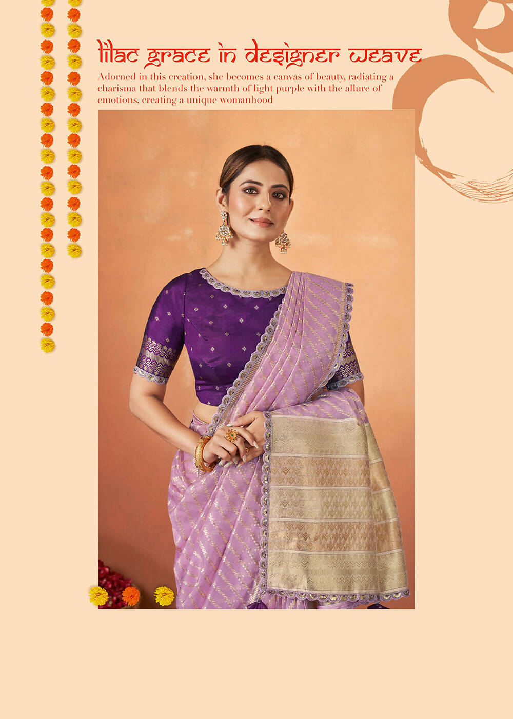 Violet Organza Silk Woven Design Saree With Unstitched Blouse Piece - Norita Royal Pradha - Distacart