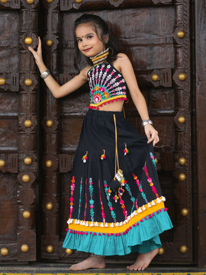 Halemons Attractive Aari Embroidered Black Chaniya Choli Set For Girls - Distacart