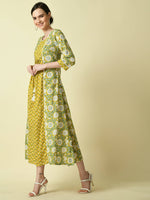 Thumbnail for Myshka Women's Yellow Floral Printed Gown Dress - Distacart