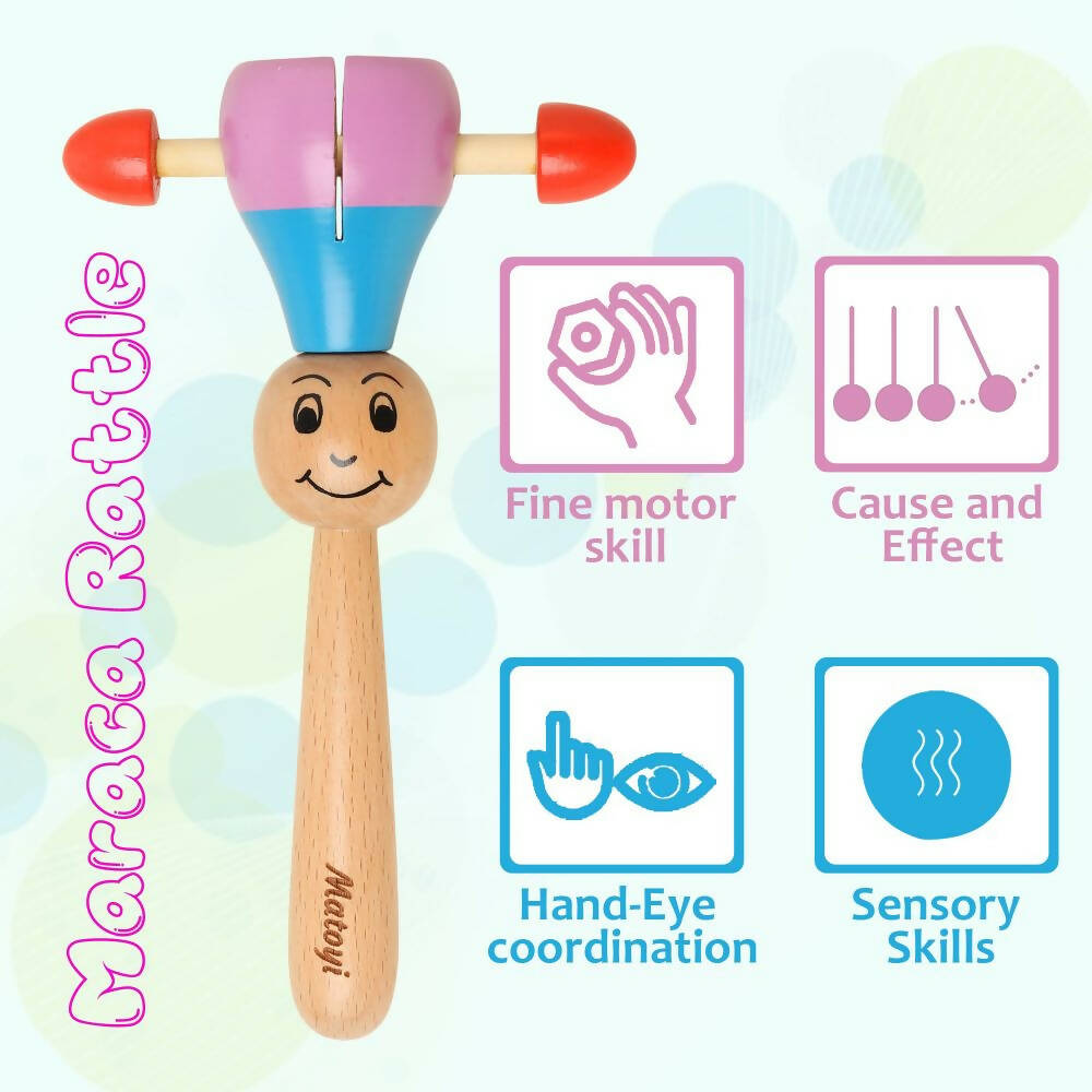 Matoyi Maraca Wooden Baby Rattle - Distacart