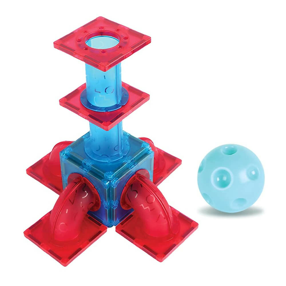 Kipa MagPlay BallRush Magnetic Tiles 101 Pieces with Storage Container Ball Run Set for Kids. 3D Stem Educational Toys. Magnetic Marble Run for Kids - Distacart