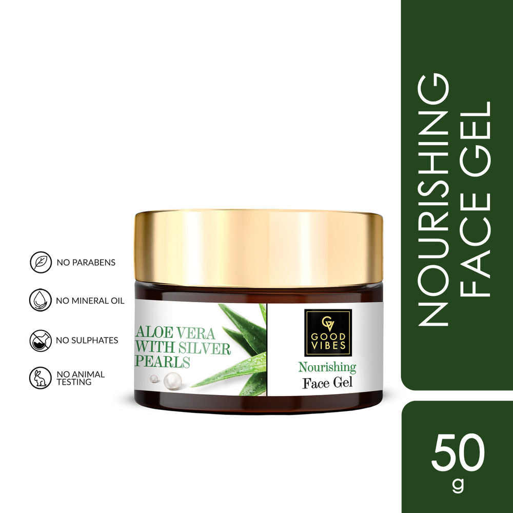 Good Vibes Aloe Vera Nourishing Face Gel with Silver Pearls