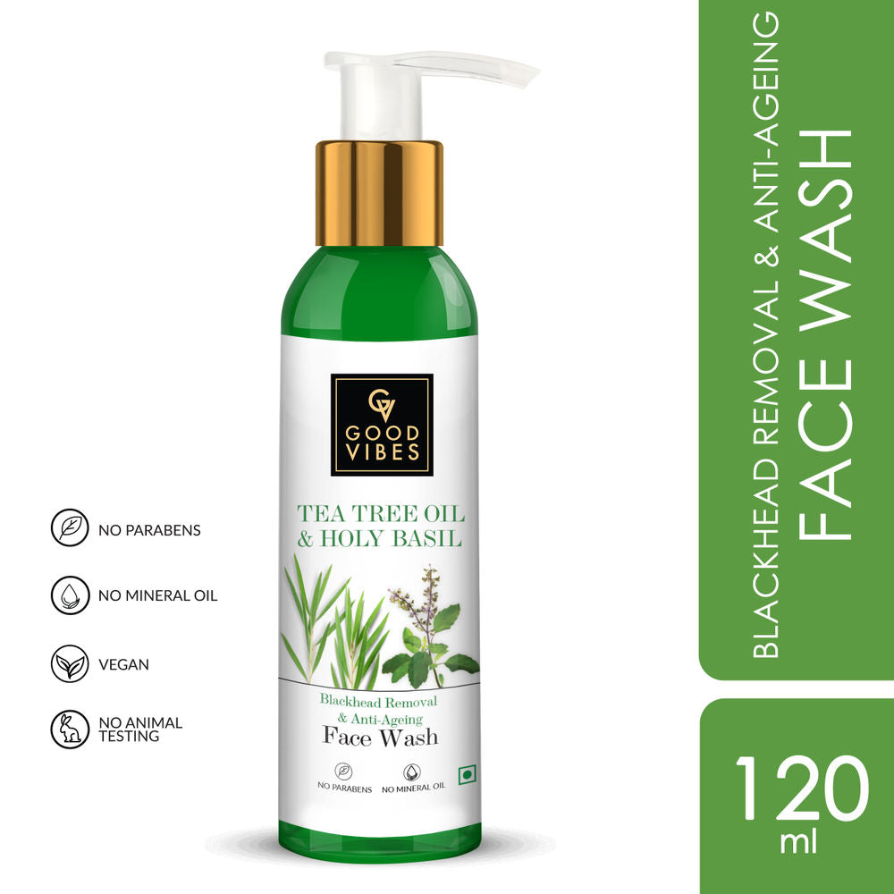 Good Vibes Blackhead Removal + Anti-Ageing Face Wash - Tea Tree Oil + Holy Basil