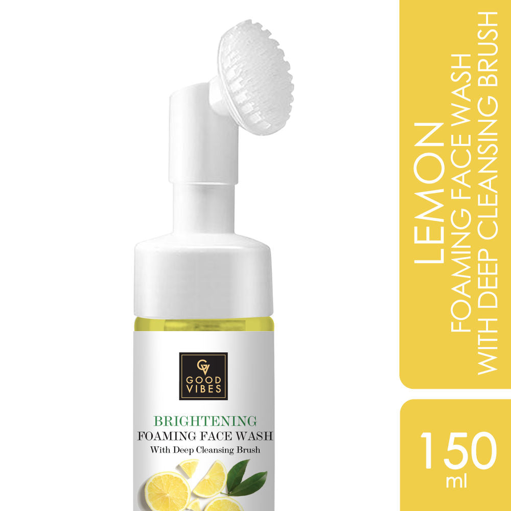 Good Vibes Lemon Brightening Foaming Face Wash With Deep Cleansing Brush