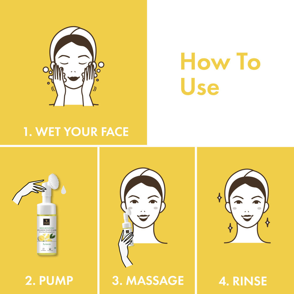 Good Vibes Lemon Brightening Foaming Face Wash With Deep Cleansing Brush
