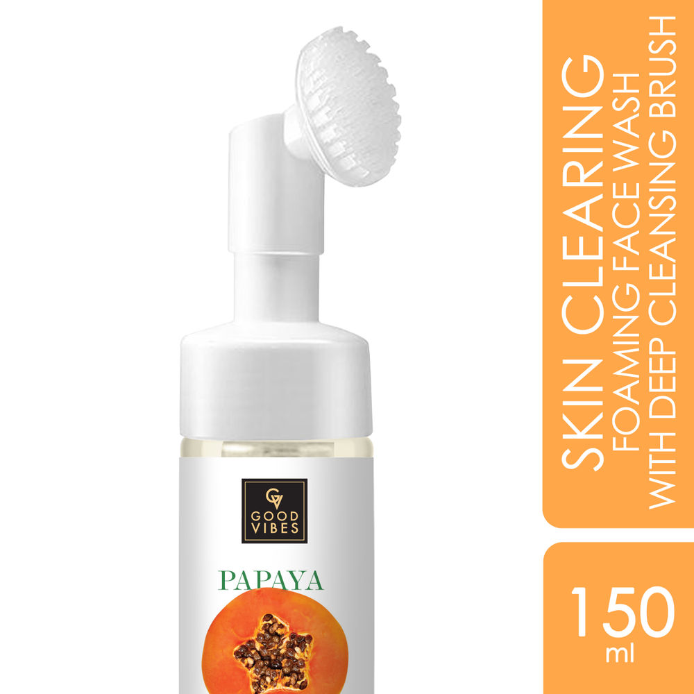 Good Vibes Papaya Skin Clearing Foaming Face Wash with Deep Cleansing Brush