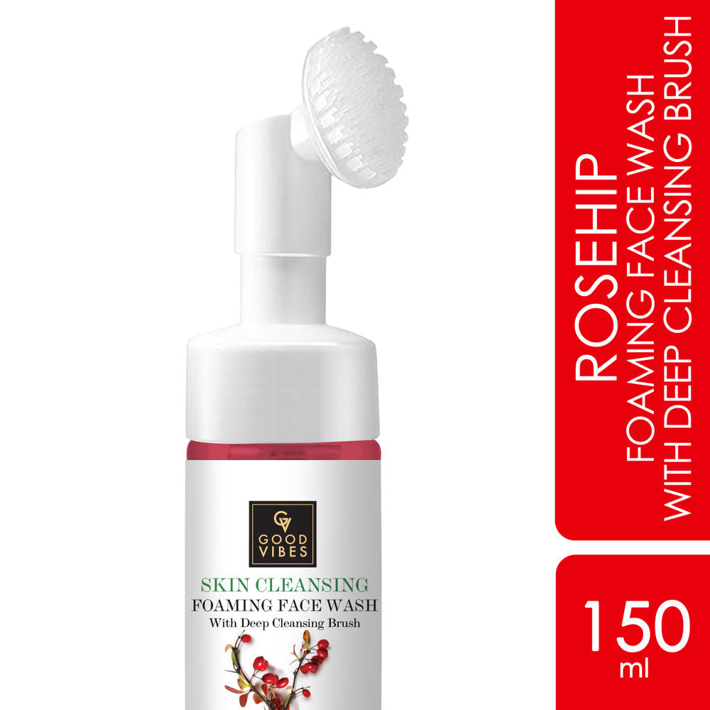 Good Vibes Rosehip Skin Clearing Foaming Face Wash With Deep Cleansing Brush