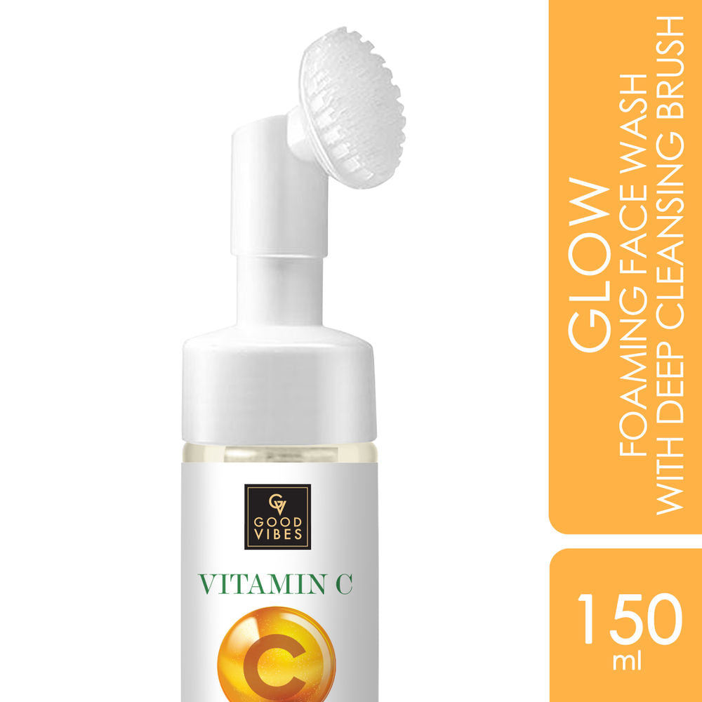 Good Vibes Vitamin C Glow Foaming Face Wash With Deep Cleansing Brush