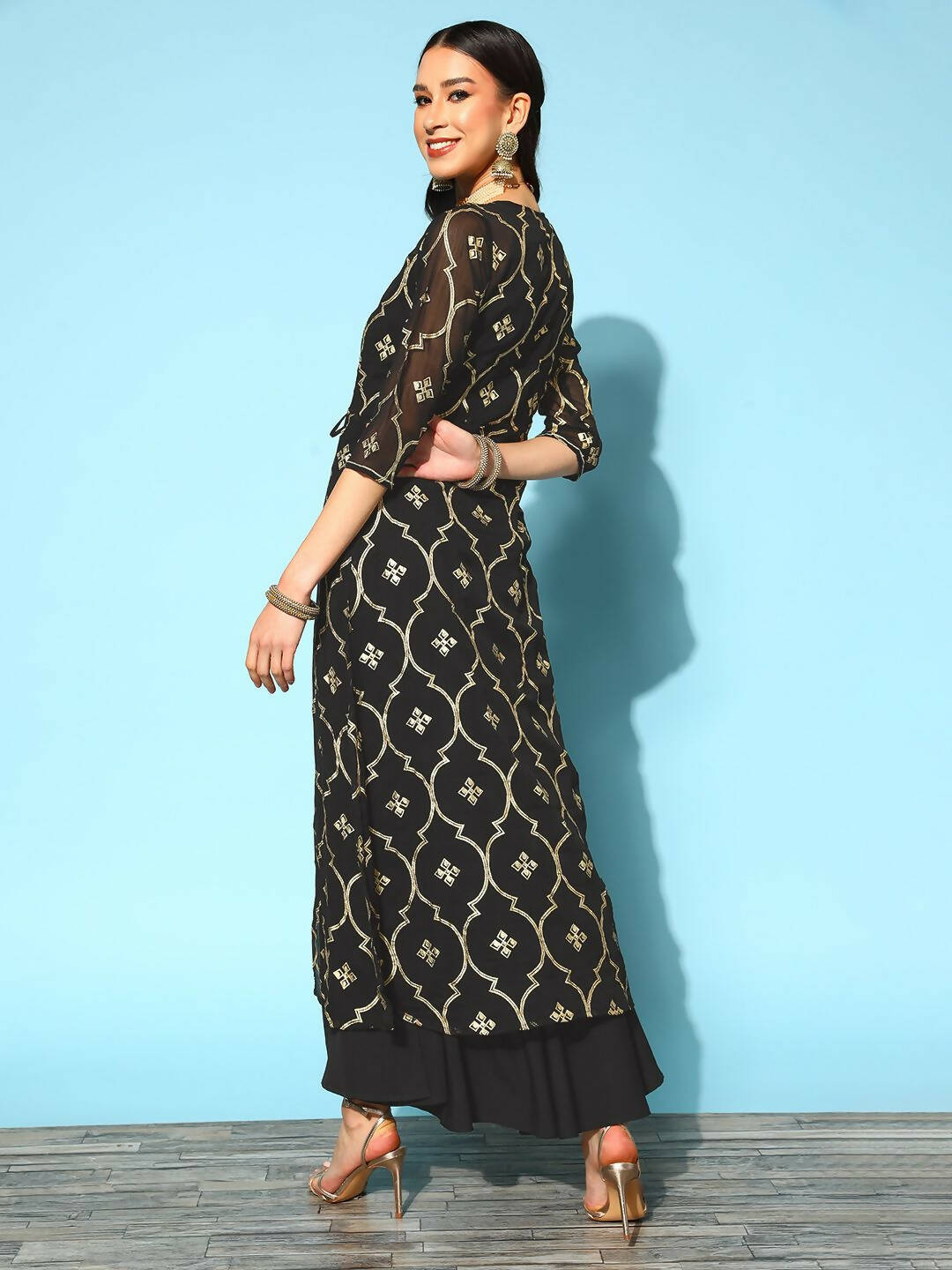 Ahalyaa Women's Olive Printed Jacket Style Dress - Distacart
