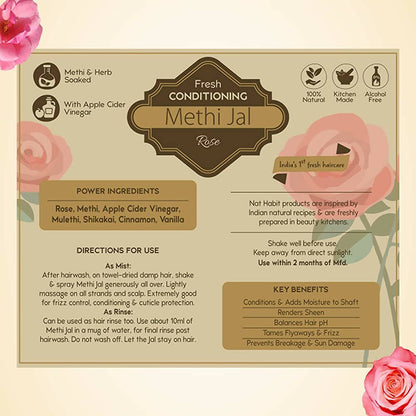 Nat Habit Rose Conditioning Methi Jal Hair Serum Spray - Distacart