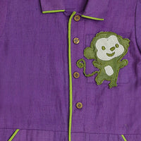 Thumbnail for Mhyssa Purple Voiler Suit With Round Neck Full Sleeves For Kids - Distacart