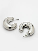 Thumbnail for NVR Women Silver-Plated Circular-Shaped Half Hoop Earrings - Distacart
