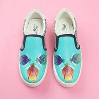 Thumbnail for Tiny Bugs Girls Flower Printed Slip Ons Sneakers - Sky Blue - Distacart