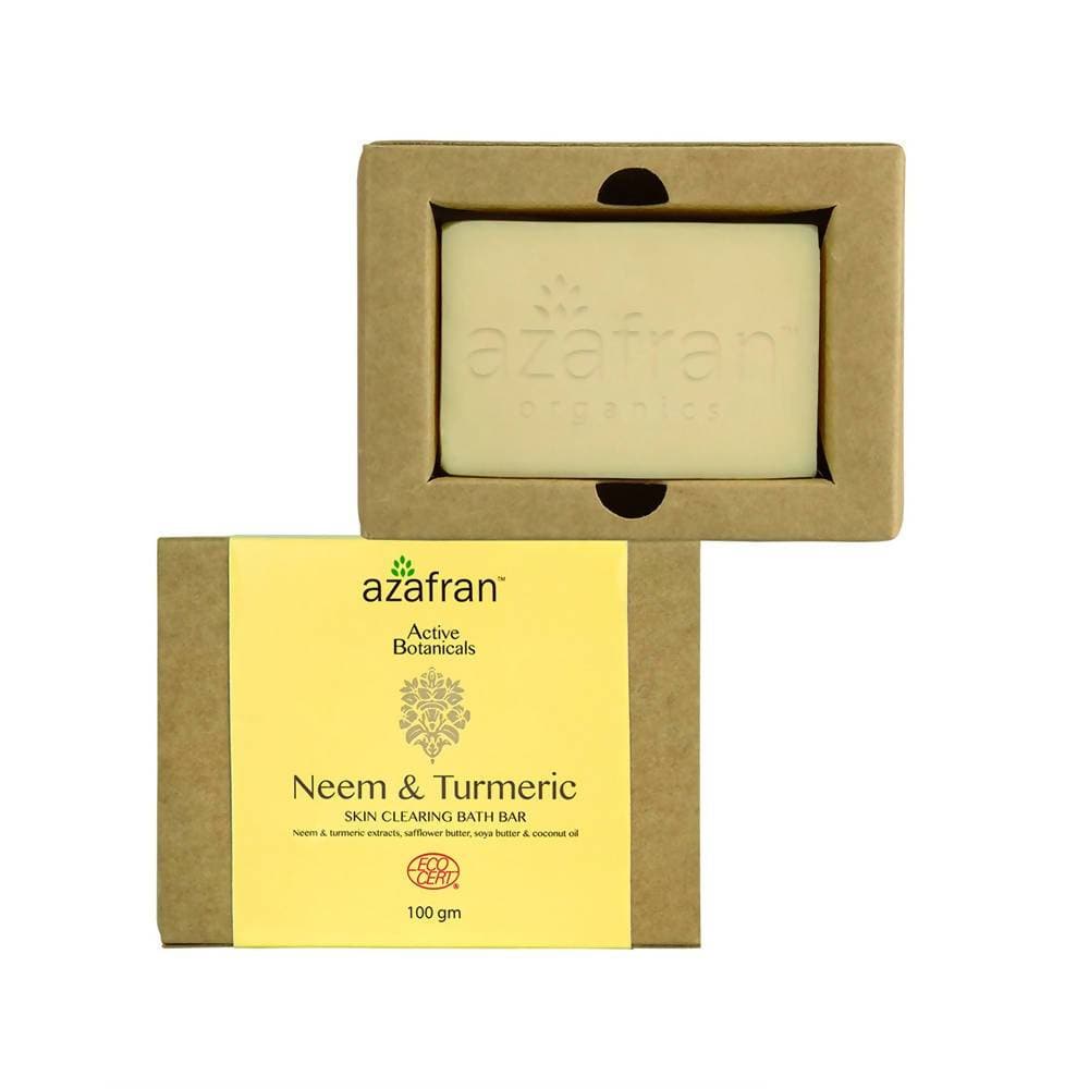 Azafran Active Botanicals Neem & Turmeric Skin Clearing Bath Bar - Distacart