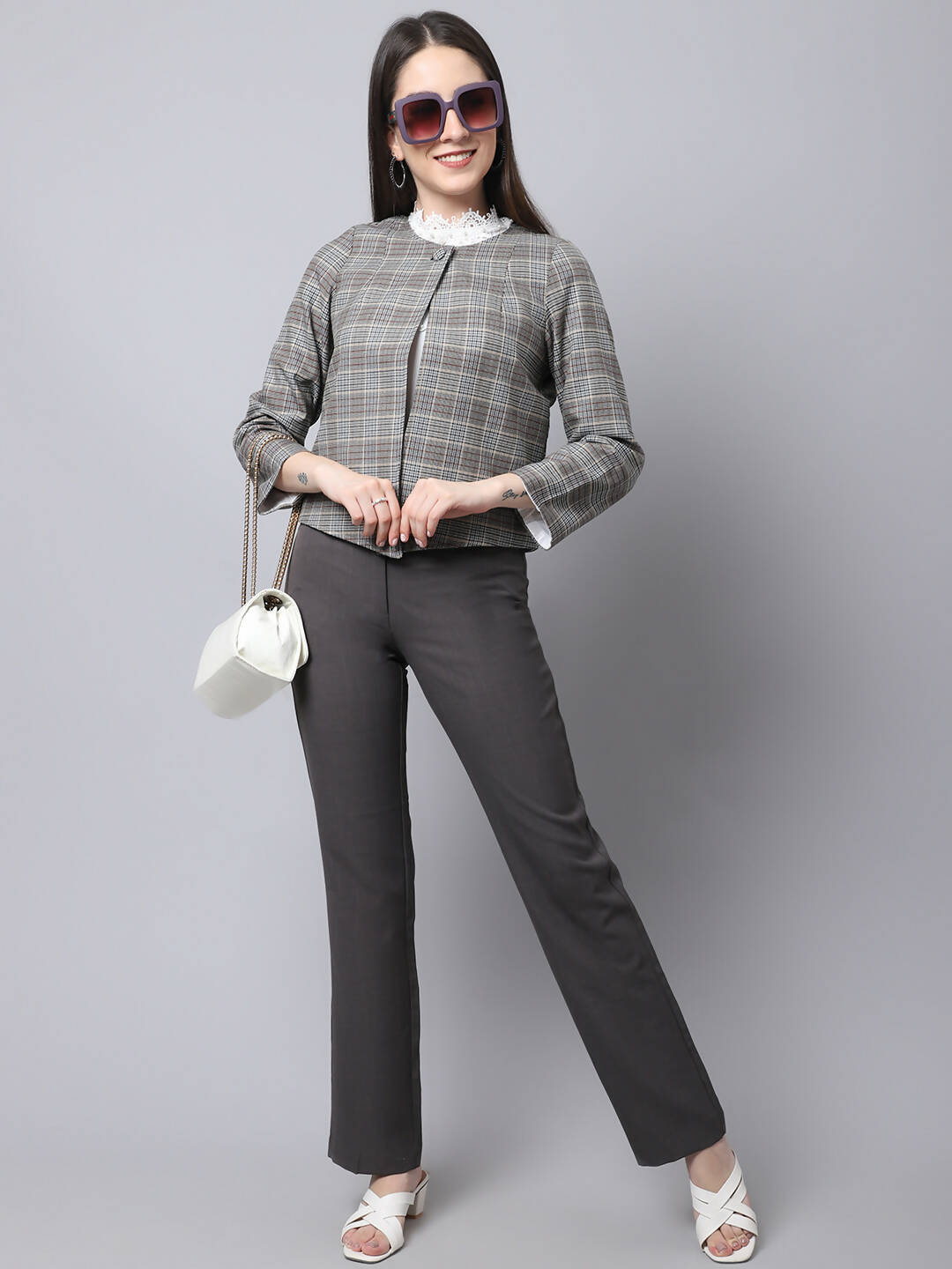 Even Apparels Brown Polywool Open Front Statement Women's Jacket - Distacart