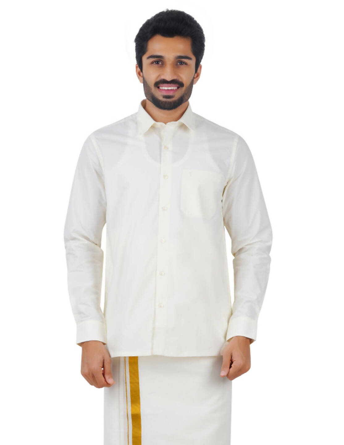 Ramraj Cotton Mens Cotton Light Cream Colour Full Sleeve Shirt - Distacart