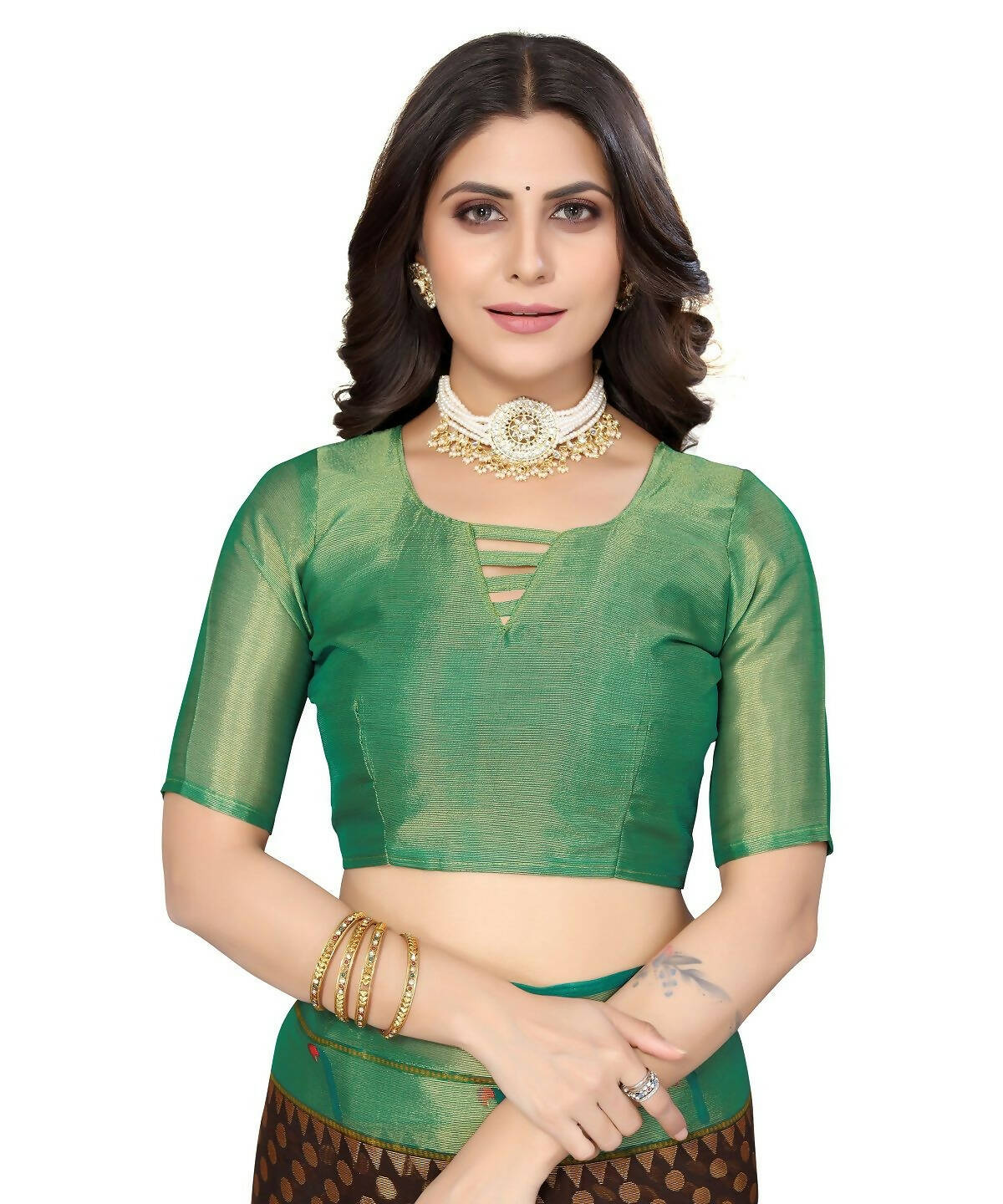 Vamika Black Chiffon Brasso Bollywood Style Woven Saree (DIMPLE BLACK) - Distacart
