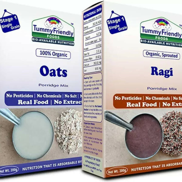 TummyFriendly Foods Organic Oats and Organic Sprouted Ragi Porridge Mixes Combo - Distacart