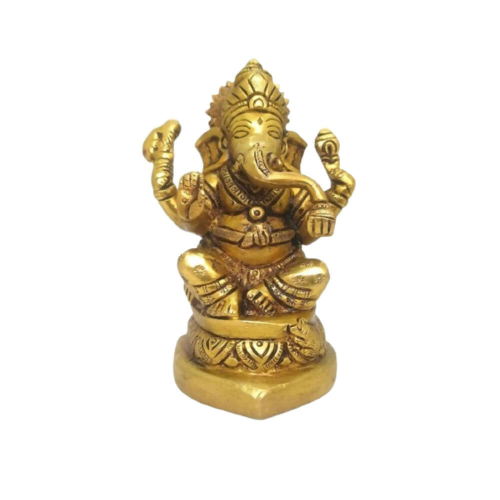 Tamas Brass Handmade Ganesh Statue for Good Luck, Success and Prosperity (Golden) - Distacart