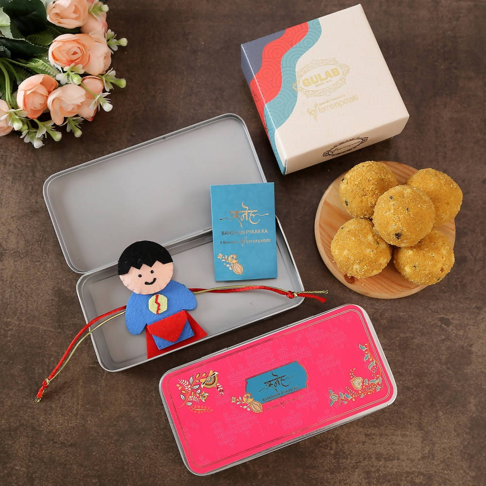 Superman Kids Rakhi & Besan Laddoos