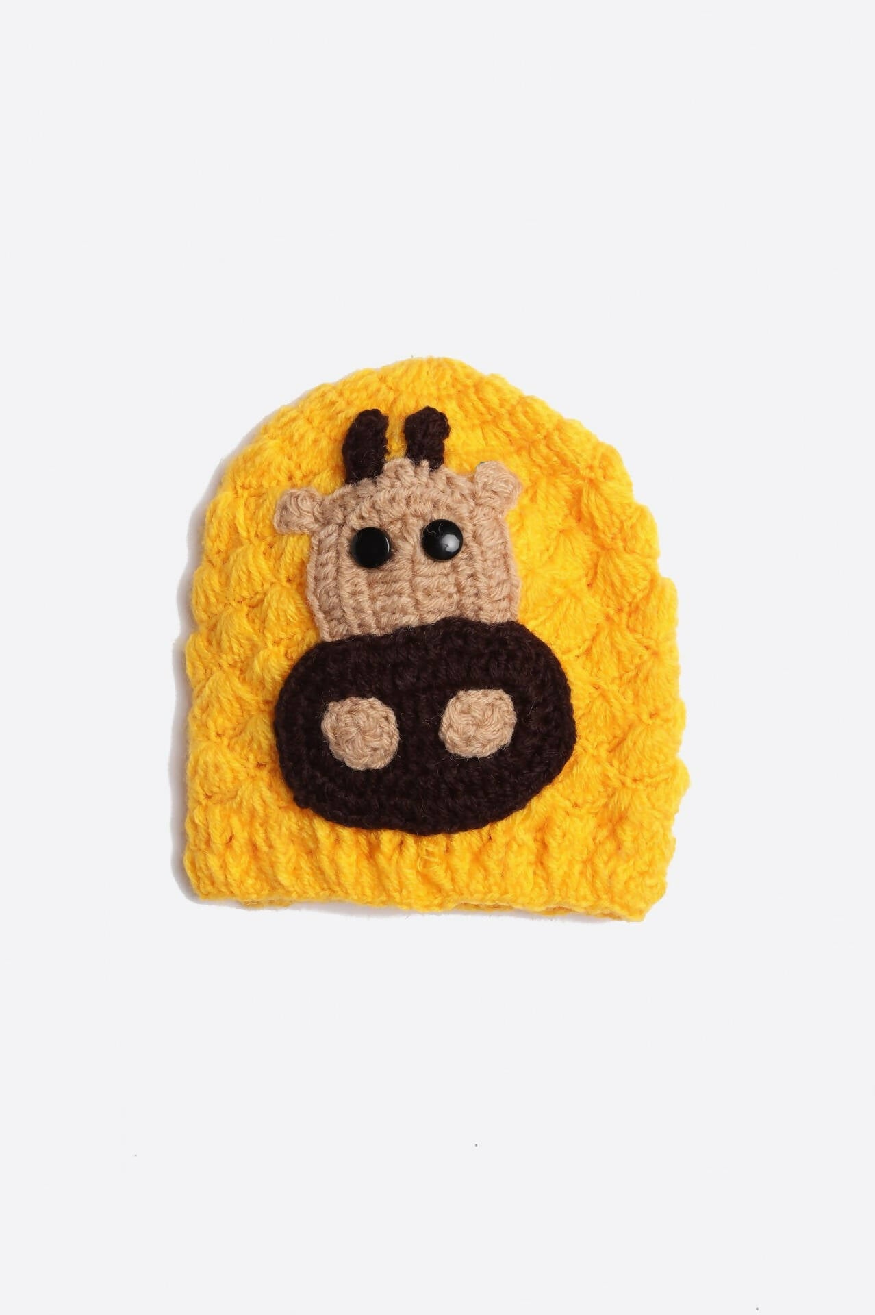 Chutput Kids Woollen Hand Knitted Giraffe Face Detailed Cap - Yellow - Distacart