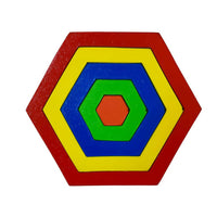 Thumbnail for iLearnngrow Hexagon puzzle - Size and Shape Sorter Fun Activity for Your Kids Wooden Toys for 2-12 years Unisex Kids I hexagon puzzle for kids - Distacart