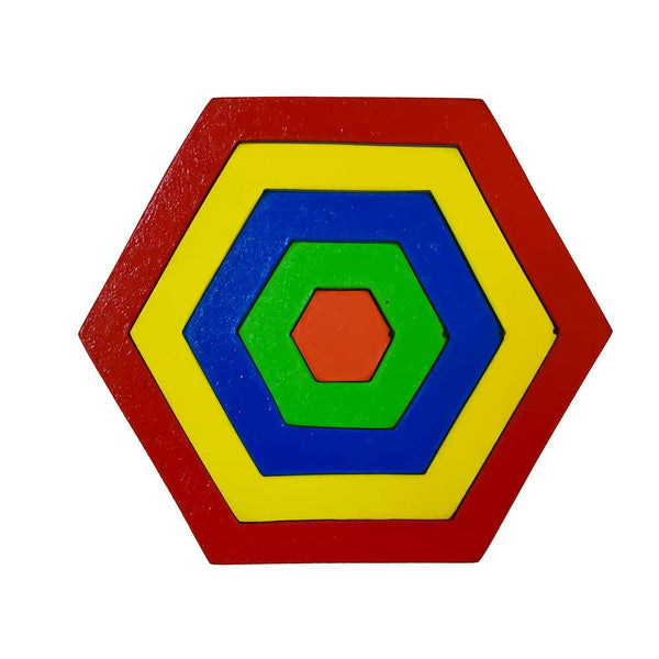 iLearnngrow Hexagon puzzle - Size and Shape Sorter Fun Activity for Your Kids Wooden Toys for 2-12 years Unisex Kids I hexagon puzzle for kids - Distacart