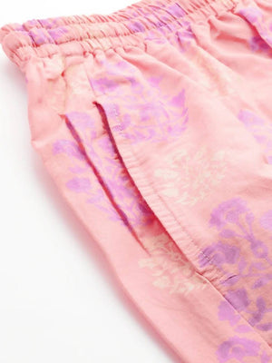 Anubhutee Peach-Coloured & Purple Printed Cotton Night suit - Distacart