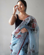 Thumbnail for Vastrasky Sky Organza Saree - Distacart