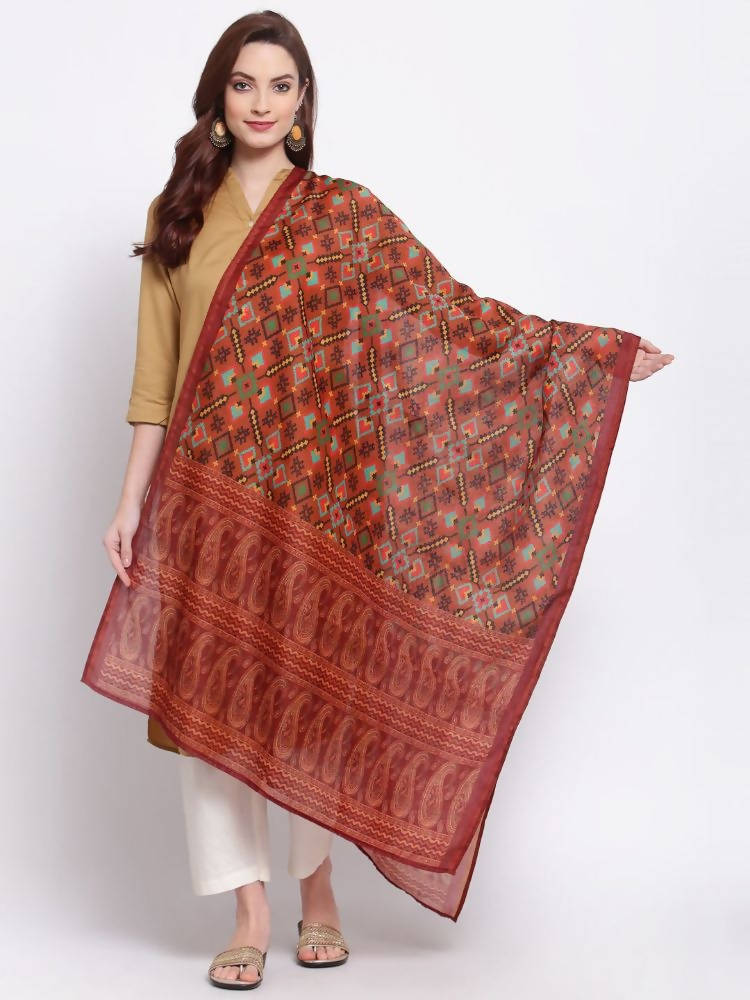 Myshka Women's Trendy Multi Cotton Silk Printed Casual Dupatta