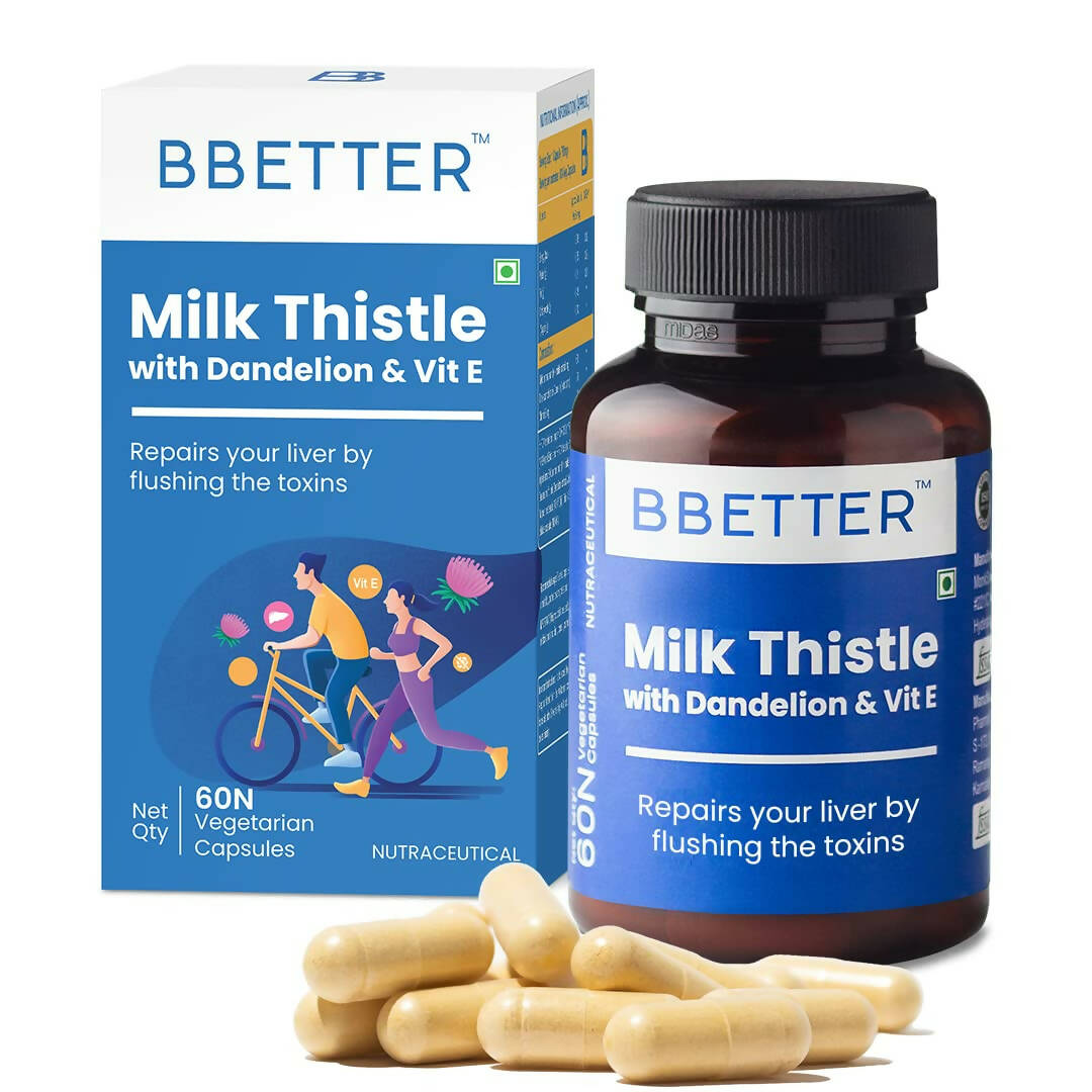 BBETTER Milk Thistle Liver Detox Capsules with Dandelion & Vitamin E - Distacart