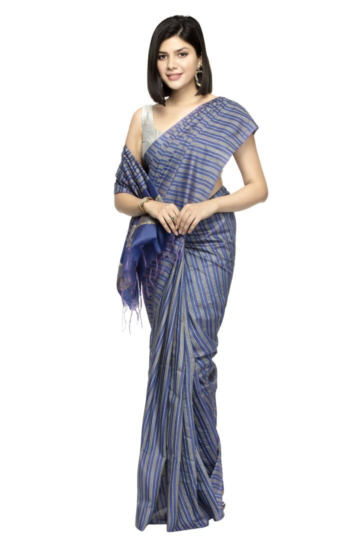 Mominos Fashion Royal Blue Color Bhagalpuri Saree