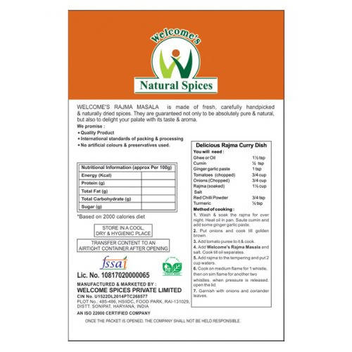 Welcome’s Natural Spices Rajma Masala Powder - Distacart