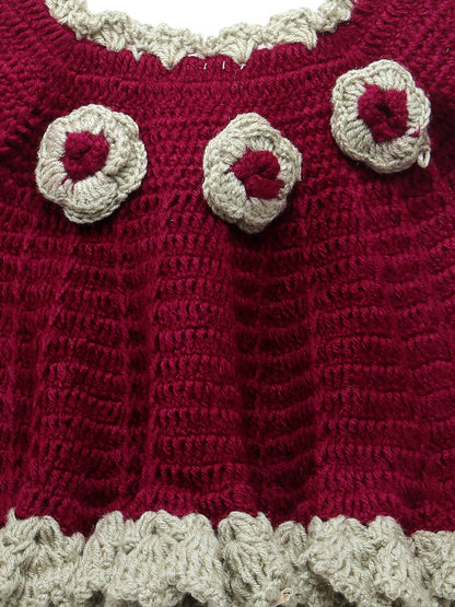 ChutPut Hand knitted Crochet Beautiful Wool Dress - Purple - Distacart