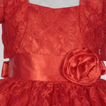 Thumbnail for Asmaani Baby Girl's Red Colour Satin A-Line Maxi Full Length Dress (AS-DRESS_22157) - Distacart