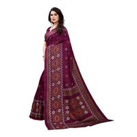Thumbnail for Vamika Printed Jute Silk Purple Saree