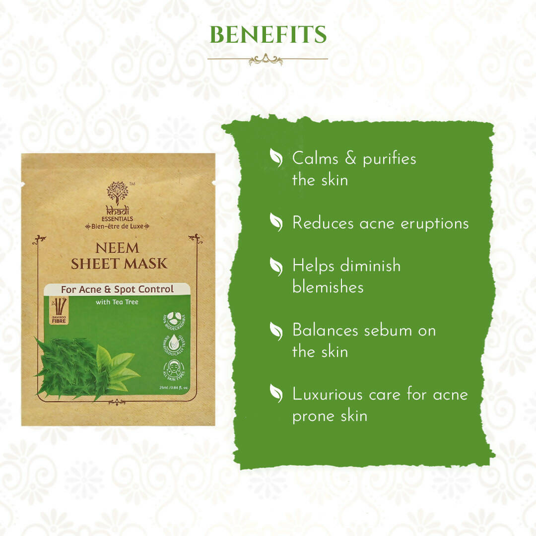 Khadi Essentials Neem Serum Sheet Mask - Distacart