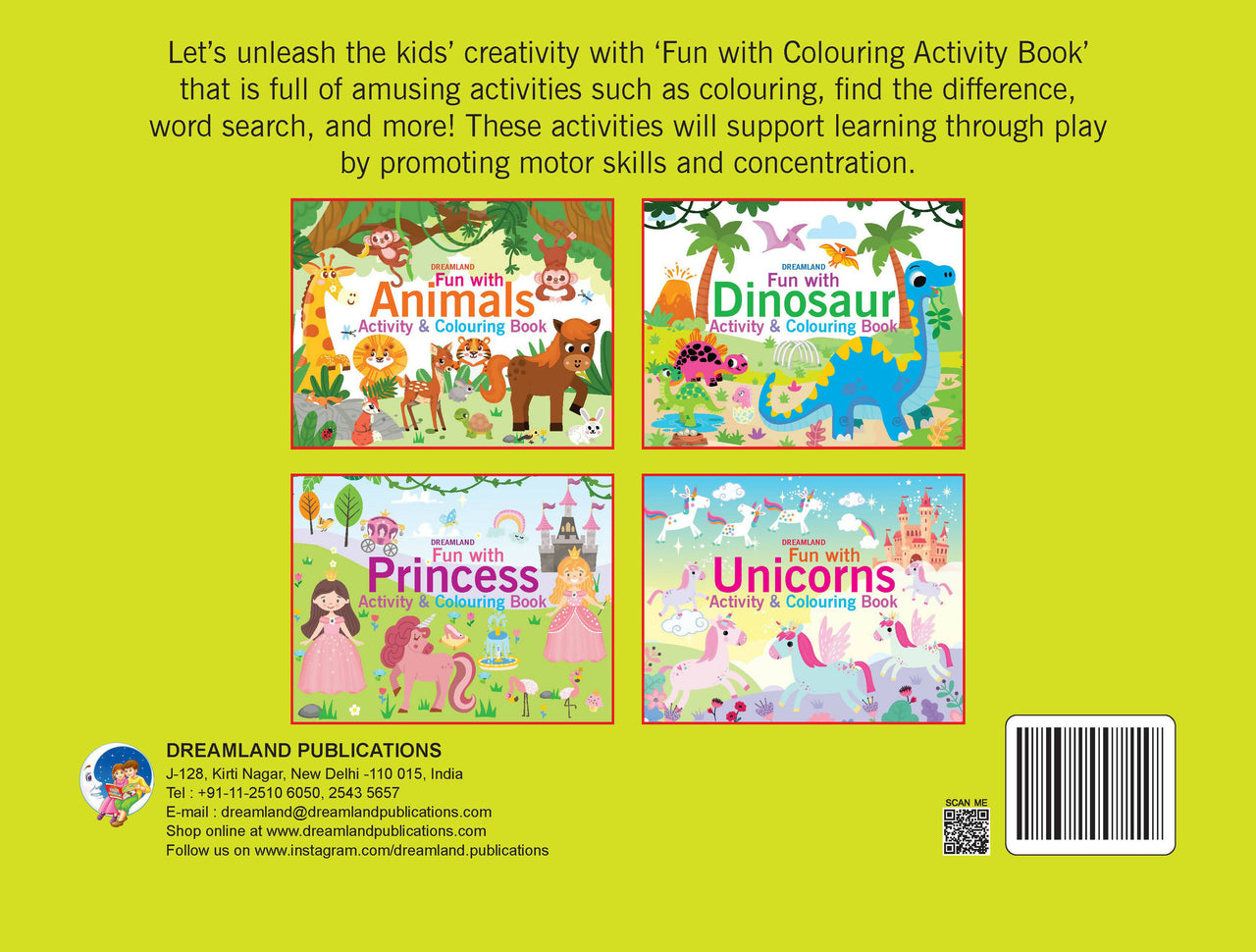 Dreamland Fun with Dinosaur Activity & Colouring : Children Interactive & Activity Book - Distacart