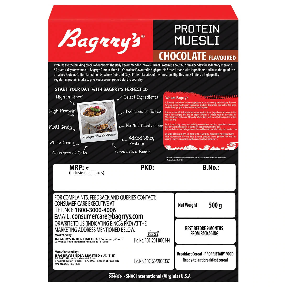 Bagrry's Protein Muesli - Chocolate - Distacart