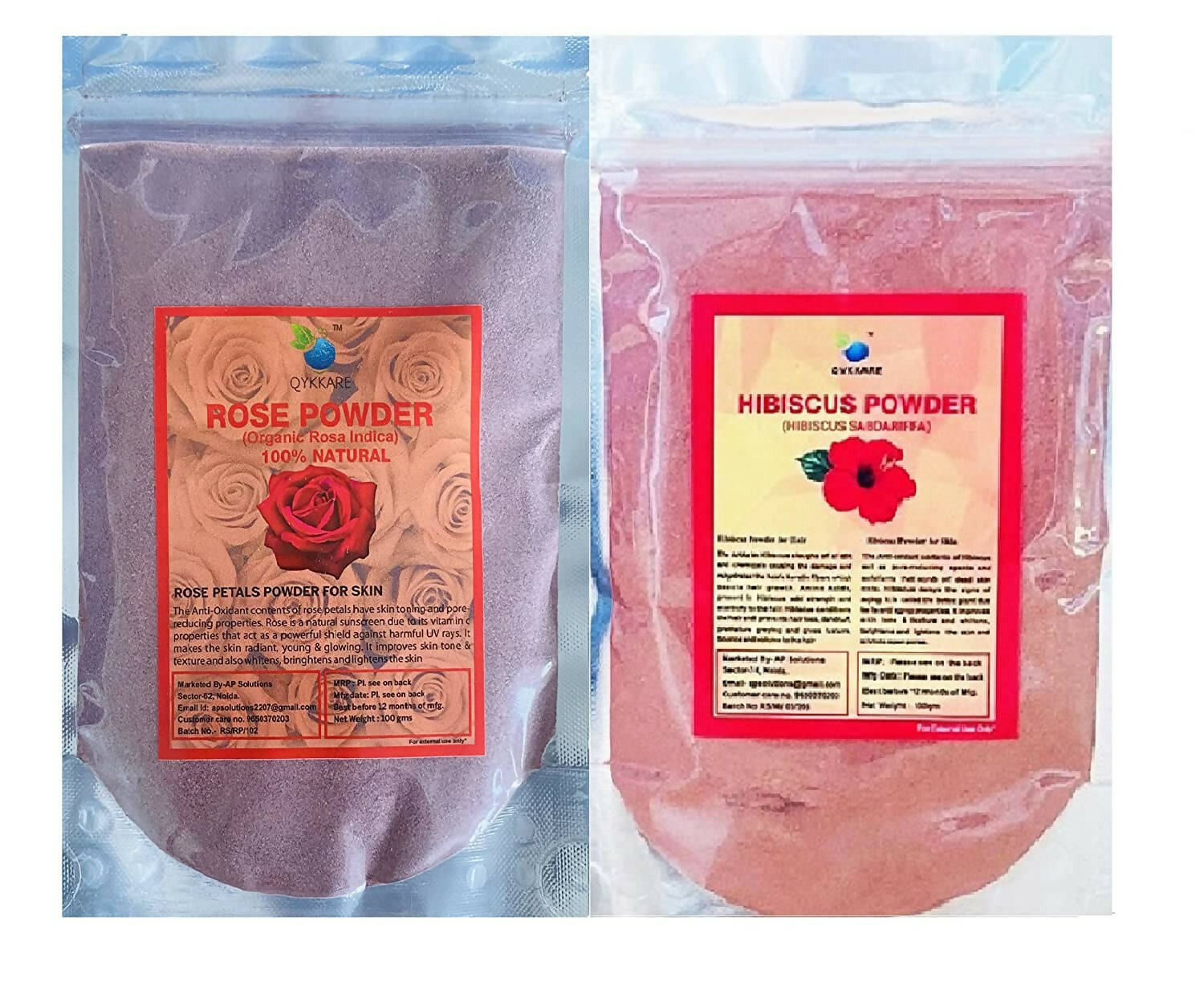Qykkare Rose Powder And Hibiscus Powder - Distacart