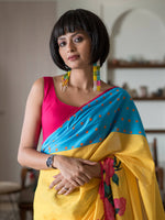 Thumbnail for Suta Yellow Floral Pure Cotton Saree - Distacart