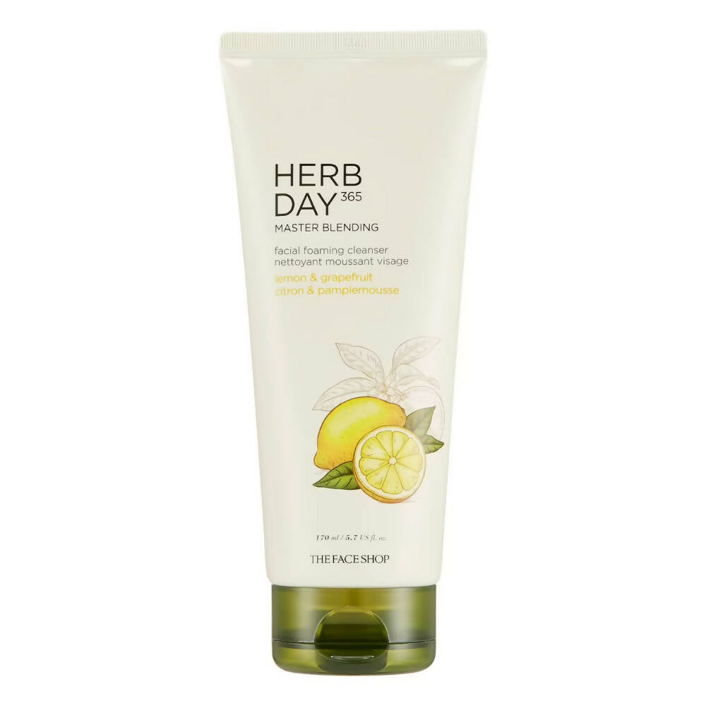 The Face Shop Herb Day 365 Master Blending Foaming Cleanser-Lemon & Grapefruit - Distacart