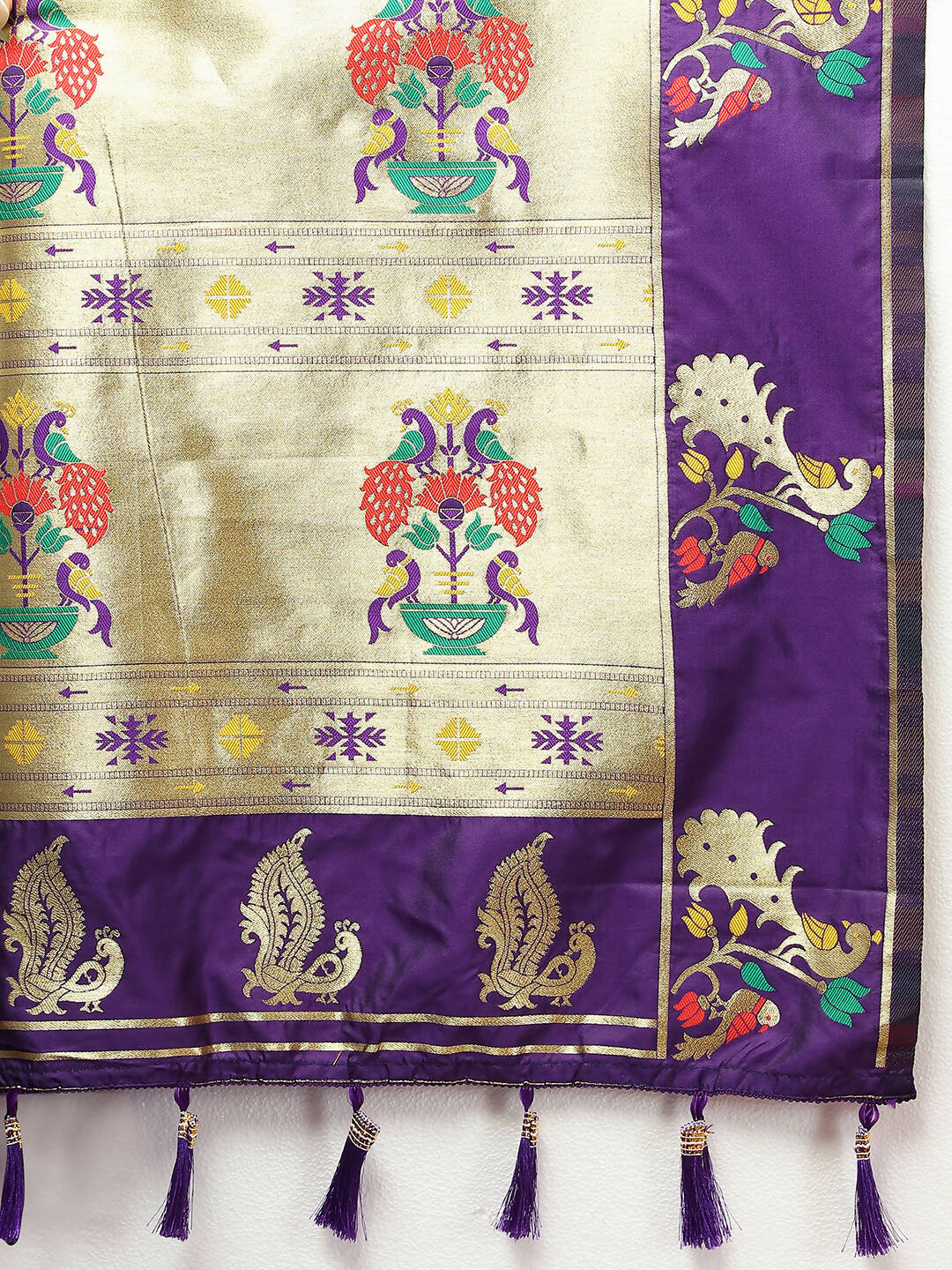 Lorenvalley Fashion Purple Soft Paithani Silk Woven Design Gold Zari Meenakari Weaving Saree - Distacart