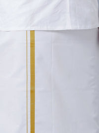 Thumbnail for Ramraj Cotton Premium Wedding White Readymade Dhoti, Shirt & Towel Set Dhanvanthri - Distacart