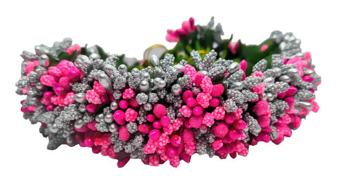 Pink & Silver Pollens Bridal Hair Gajra - Distacart