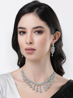 Thumbnail for NVR Women Silver Plated & Turquoise Cz Stone Handcrafted Jewellery Set - Distacart
