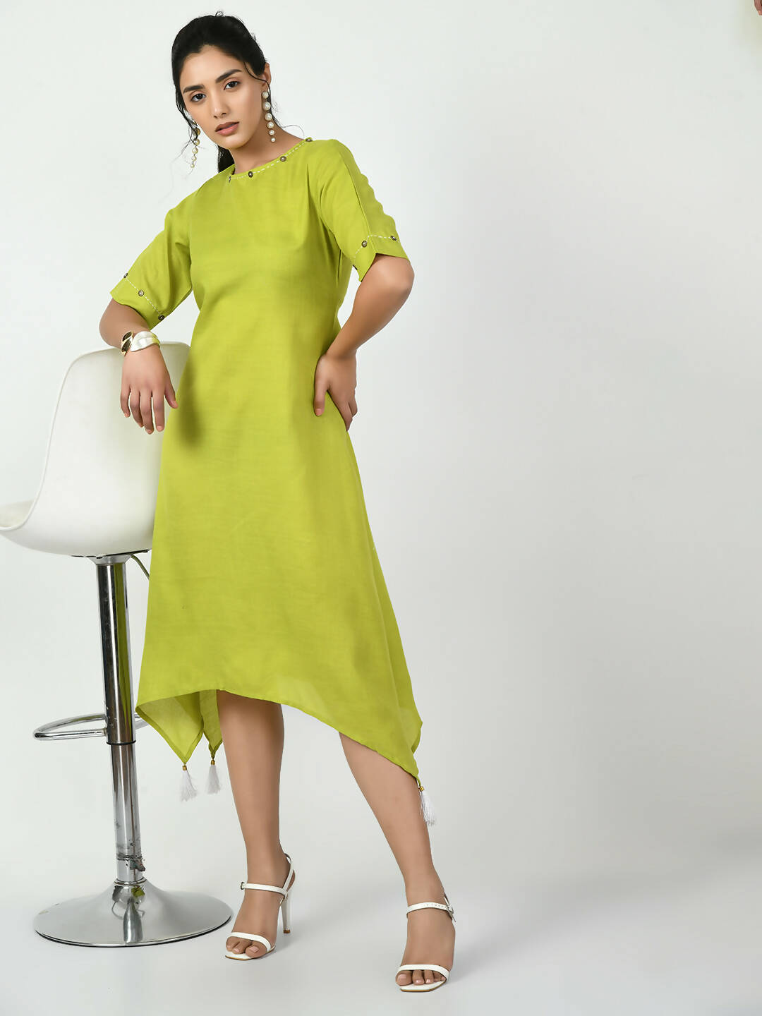 Myshka Women's Green A-Line Solid Kurta - Distacart