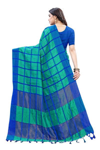 Thumbnail for Vamika Blue Cotton Silk Weaving Saree 