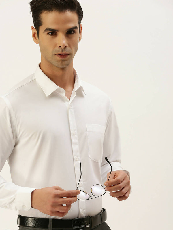Ramraj Cotton Mens Full Sleeve Formal Poly Cotton White Shirt - Distacart